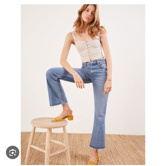 Reformation Cropped Flood Blue Jeans - Picture 2 of 6